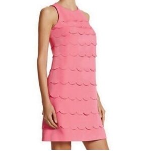 White House Black Market Pink Scalloped Mini Shift Dress Size: 6